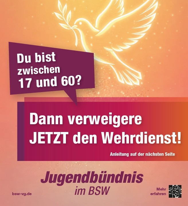 Flyer des Jugendverbands zum Download: Du bist zwischen 17 und 60? – Dann verweigere jetzt den Wehrdienst!