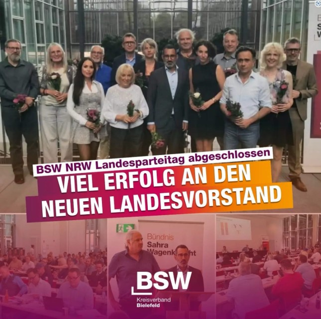Neuwahl des Landesvorstands des BSW NRW auf dem Landesparteitag in Bochum